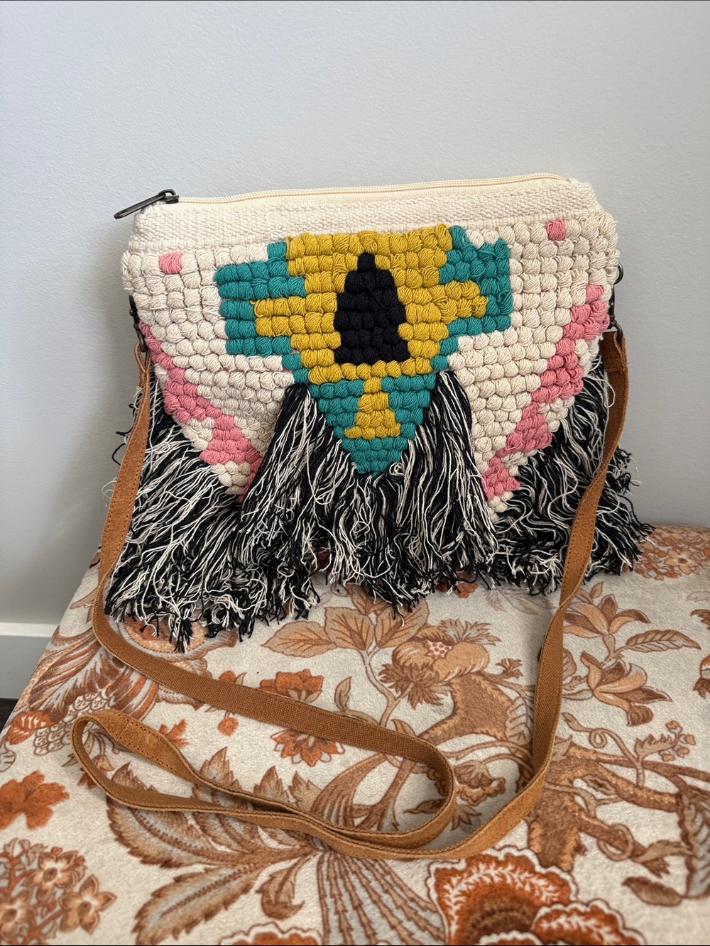 Camel Threads Totes ’n Toes Embroidered Fringe Crossbody